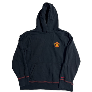 Nike Manchester United Soccer Football Black Hoodie Embroidered Logo Kid Large